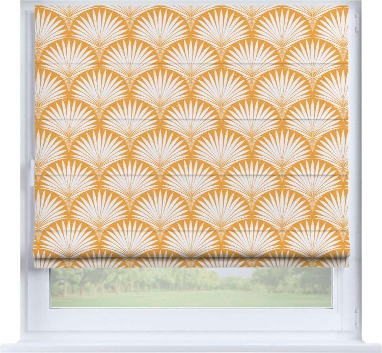 Римская штора «Кортин» на створку «Арт-деко листья желтый»